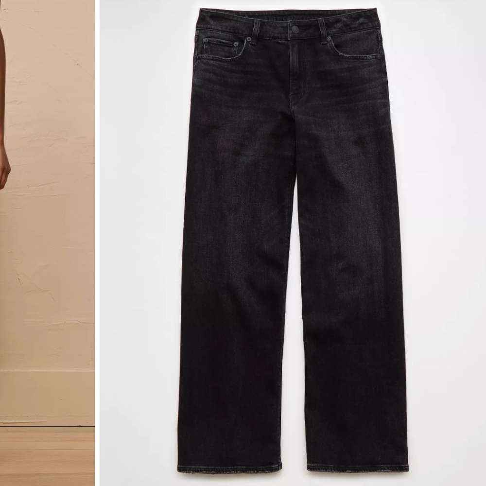 American Eagle Dreamy Drape Stretch Low-Rise Baggy Wide-Leg Jean